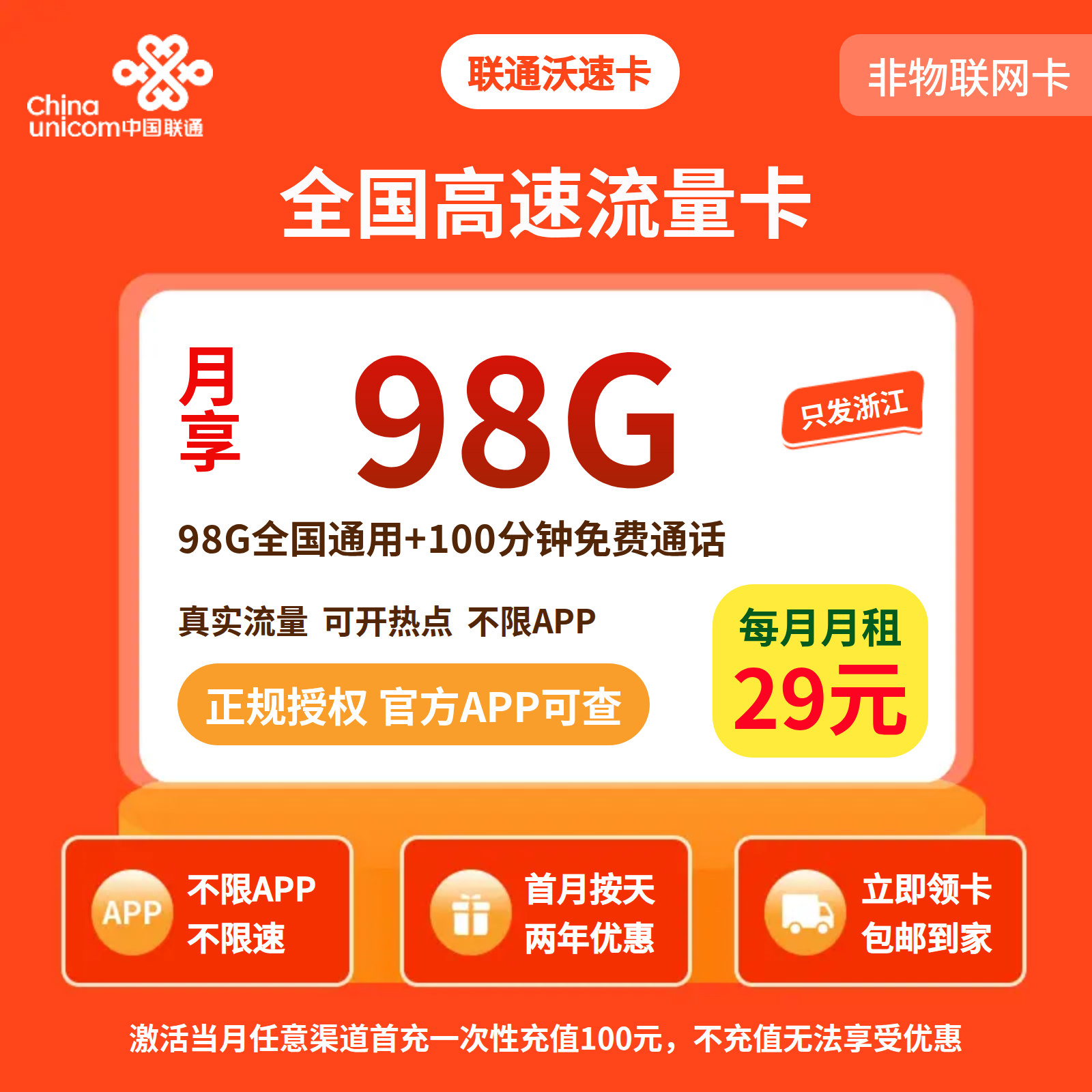 联通沃速卡29元